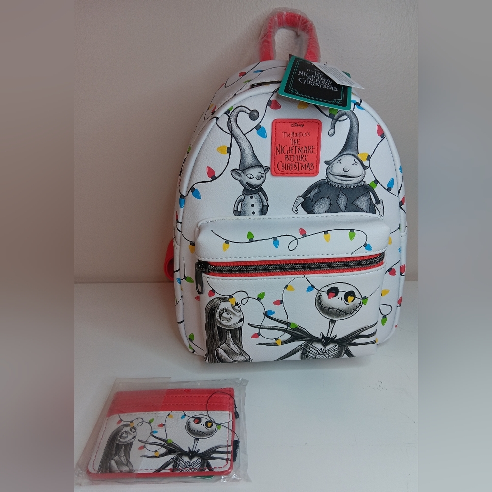 New Nightmare Before Christmas Loungefly Holiday Lights Mini Backpack/Cardholder